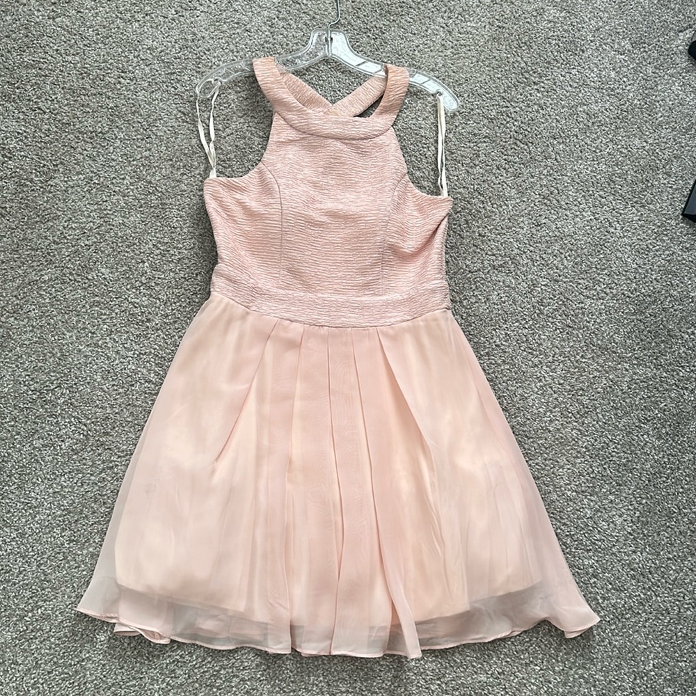 Macy’s Pink Wedding Guest Dress Short Pink Bow on back